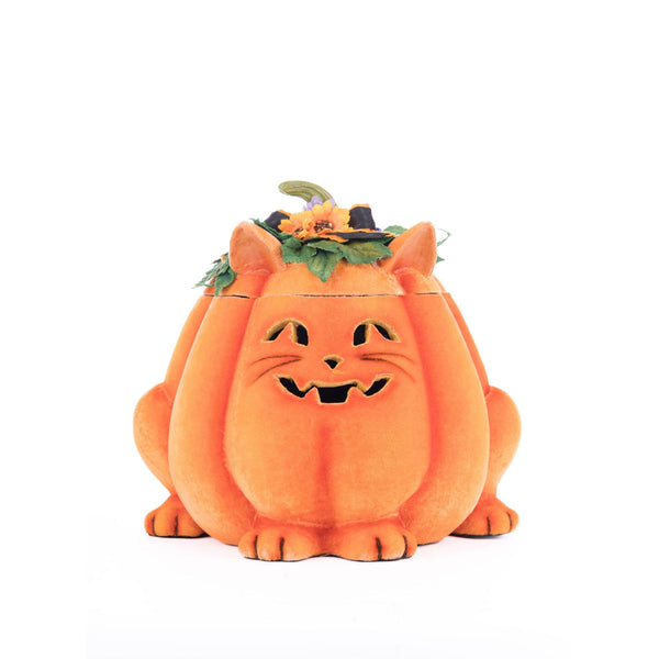 Load image into Gallery viewer, Katherine&#39;s Collection Jackie The Kitty Cat Pumpkin Candy Container
