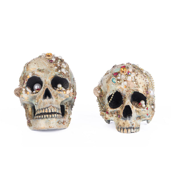 Load image into Gallery viewer, Katherine's Collection Tabletop Jewel Encrusted Skulls Assortment of 2
