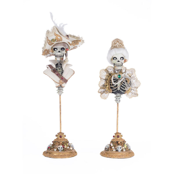 Load image into Gallery viewer, Katherine&#39;s Collection Male and Female Skeleton Bust Tabletop Assortment of 2
