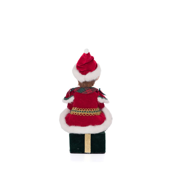 Load image into Gallery viewer, Katherine&#39;s Collection Sitting Elf With Giftbox Stocking Holder
