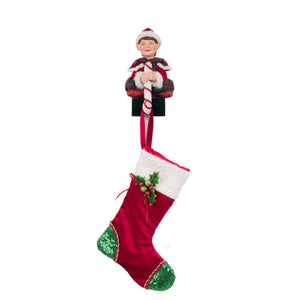 Katherine's Collection Sitting Elf With Giftbox Stocking Holder