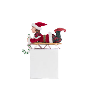 Katherine's Collection Laying Elf on Sled Stocking Holder