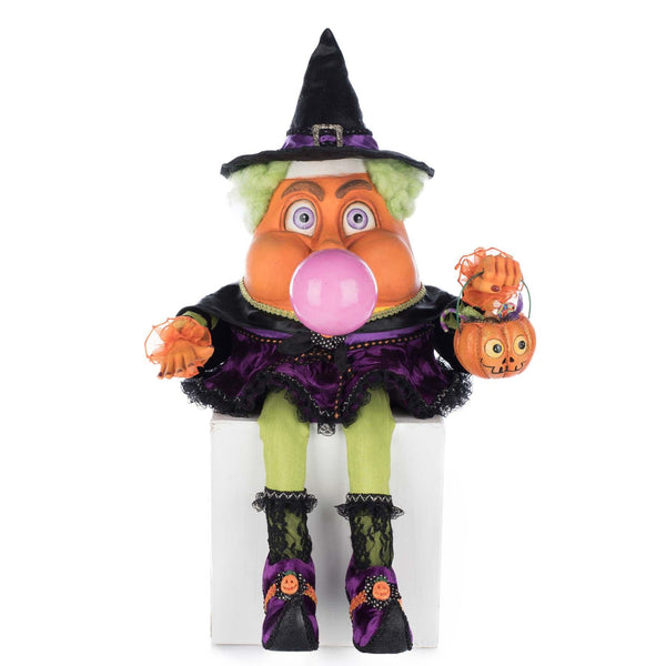 Load image into Gallery viewer, Katherine&#39;s Collection Bubbles the Witch Candy Corn Ledge Sitter
