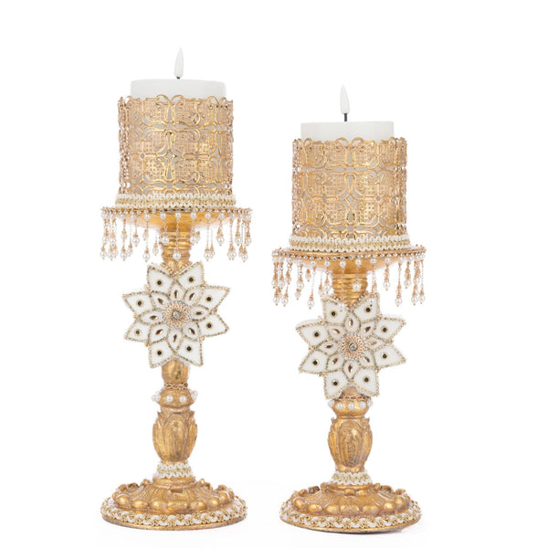 Load image into Gallery viewer, Katherine&#39;s Collection Bells of Brilliance Gold Candle Sticks Set of 2

