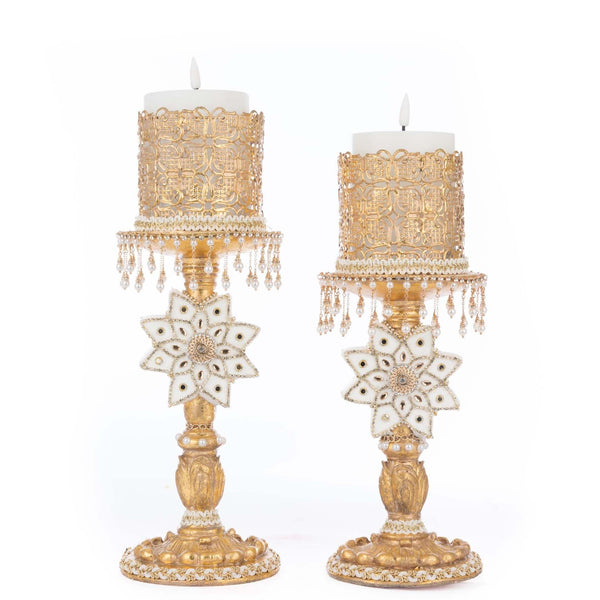 Load image into Gallery viewer, Katherine&#39;s Collection Bells of Brilliance Gold Candle Sticks Set of 2
