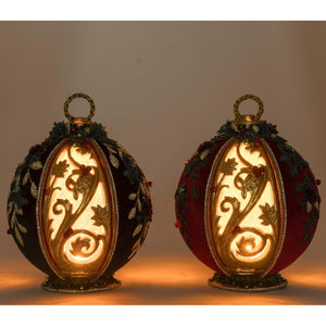 Katherine's Collection Winter Balsam And Berry Tabletop Ornaments With Tea Lights Assortment Of 2