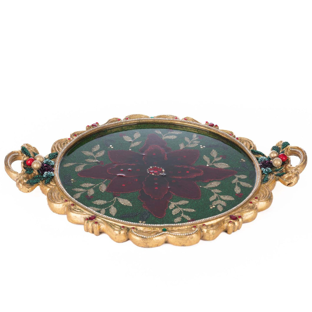 Katherine's Collection Winter Balsam and Berry Poinsettia Tray