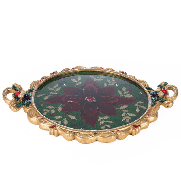 Load image into Gallery viewer, Katherine&#39;s Collection Winter Balsam and Berry Poinsettia Tray
