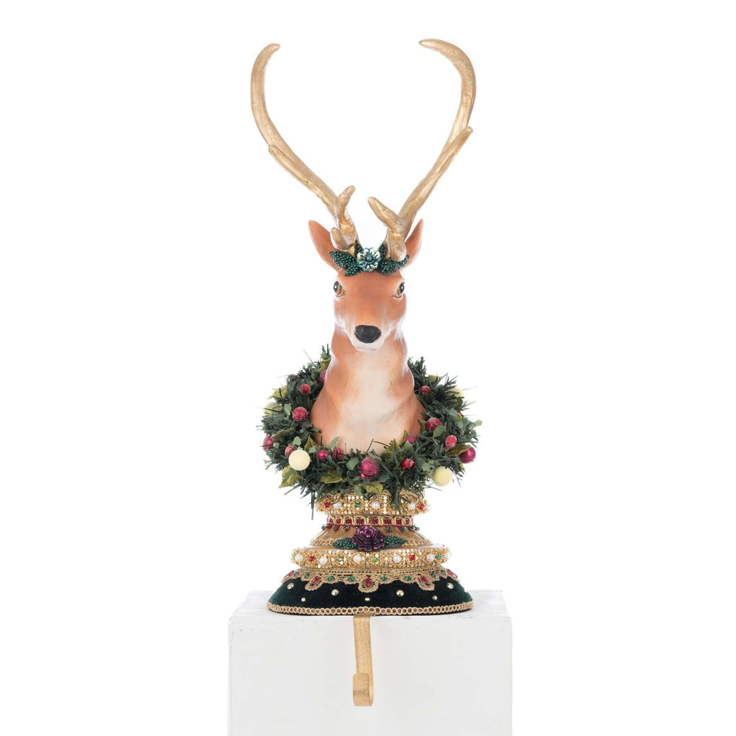 Katherine's Collection Winter Balsam and Berry Deer Stocking Holder