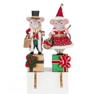 Katherine's Collection Christmas Ball Mouse Stocking Holder Assortment of 2