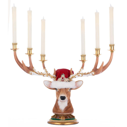 Katherine's Collection Christmas Ball Deer Head Candelabra