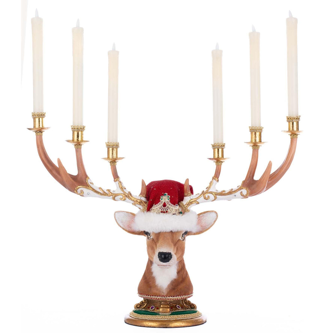 Katherine's Collection Christmas Ball Deer Head Candelabra