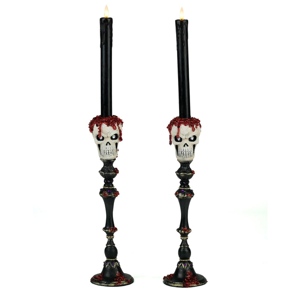 Load image into Gallery viewer, Katherine's Collection Skull Candlesticks Set of 2
