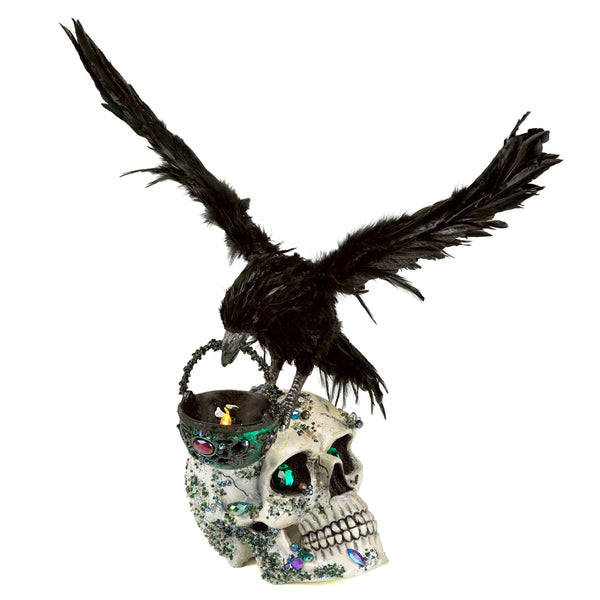 Load image into Gallery viewer, Katherine's Collection Watchful Crow with Tea Light Lantern

