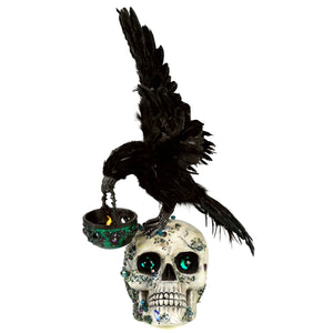Katherine's Collection Watchful Crow with Tea Light Lantern