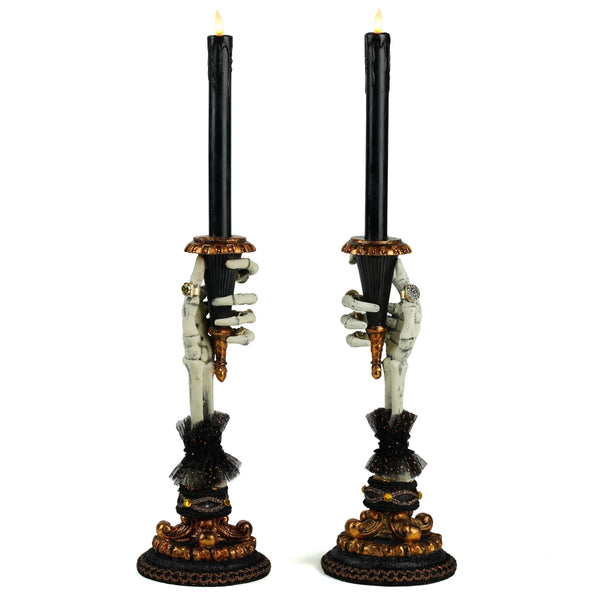 Load image into Gallery viewer, Katherine's Collection Skeleton Hand Candle Holders Set of 2
