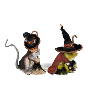 Katherine's Collection Witching Hour Rat and Frog Witches Assortment of 2
