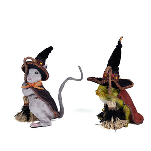 Katherine's Collection Witching Hour Rat and Frog Witches Assortment of 2