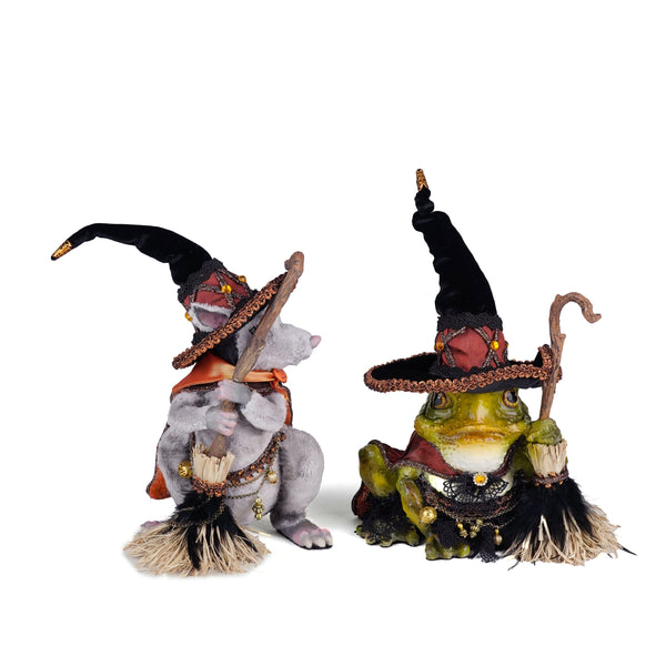 Load image into Gallery viewer, Katherine's Collection Witching Hour Rat and Frog Witches Assortment of 2
