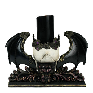 Katherine's Collection Winged Skull Pillar Candle Holder
