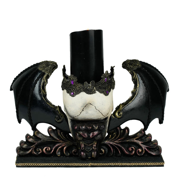 Load image into Gallery viewer, Katherine's Collection Winged Skull Pillar Candle Holder
