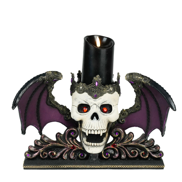 Load image into Gallery viewer, Katherine's Collection Winged Skull Pillar Candle Holder
