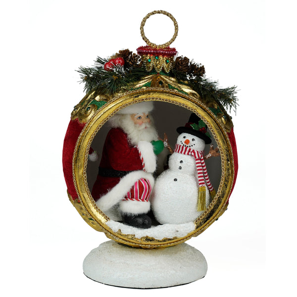 Load image into Gallery viewer, Katherine's Collection Santa with Snowman in Ornament Tbltp
