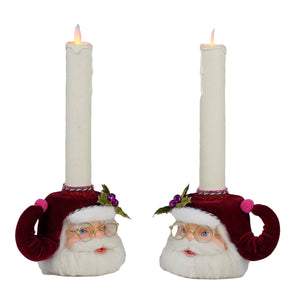 Katherine's Collection Merry Santa Head Candle Holders Set of 2
