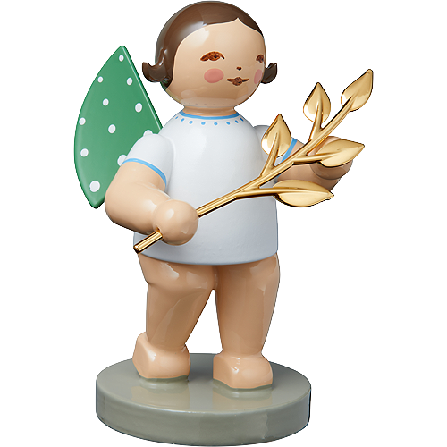 Wendt & Kuhn No. 15, The Mindful One, Angel with Branch - Gold-plated Figurine