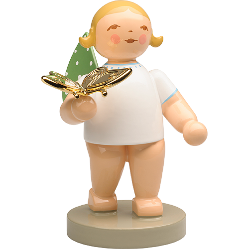 Wendt & Kuhn No. 13, Dreamer, Angel with Butterfly - Gold-plated Figurine