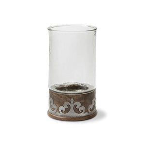 GG Collection Wood and Inlay Metal Heritage Collection 12.5-Inch Tall Candleholder