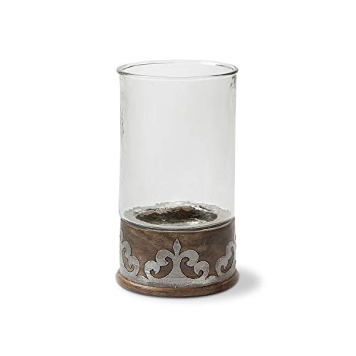 GG Collection Wood and Inlay Metal Heritage Collection 12.5-Inch Tall Candleholder