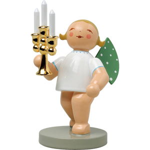 Wendt & Kuhn No. 4, Candle Bearer, Angel with Candelabra - Gold-plated Figurine