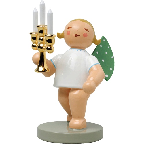 Wendt & Kuhn No. 4, Candle Bearer, Angel with Candelabra - Gold-plated Figurine
