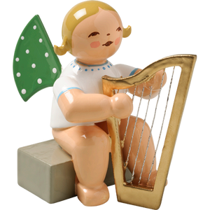 Wendt & Kuhn Angel with Harp, Large, Sitting Figurine