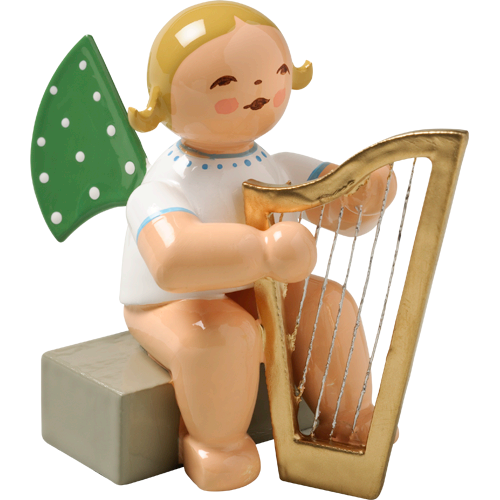 Wendt & Kuhn Angel with Harp, Large, Sitting Figurine