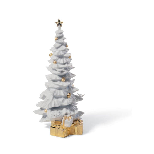 Lladro O Christmas Tree Figurine - Golden Lustre