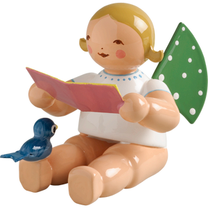 Wendt & Kuhn Angel with Songbook and Bird, Sitting, without Base