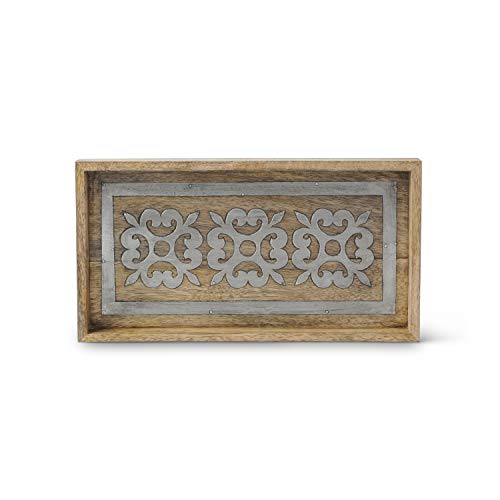 GG Collection Wood and Inlay Metal Heritage Collection 13-Inch Long Bath Tray