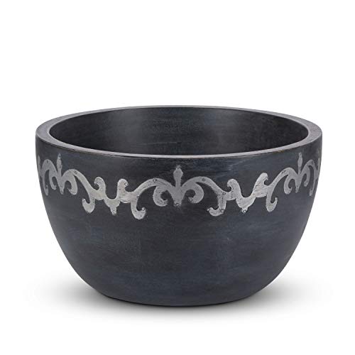GG Collection Gray-washed metal-inlay tall bowl