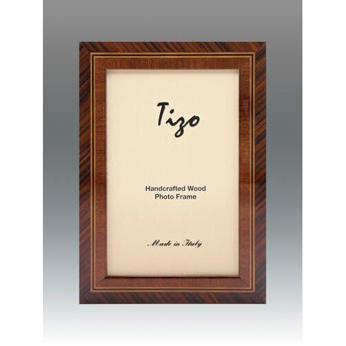 Tizo Design Crosshatch Inlaid Brown 5x7 Wood Frame