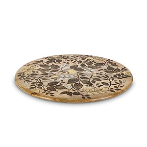GG Collection Inlay/Laser Leaf Lazy Susan Other Decor, 22InL x 22InW x 2.5InH, Brown