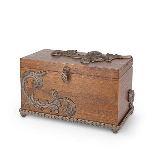 GG Collection Wood Box w/Metal on Base Home Decor, 11.25InL x 7InW x 7.25InH, Brown