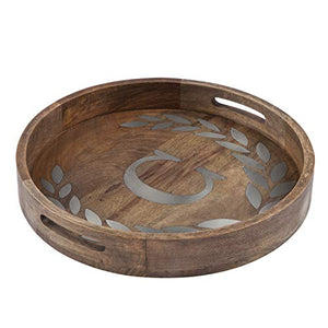 GG Collection Heritage Collection Mango Wood Round Tray With Letter "C"