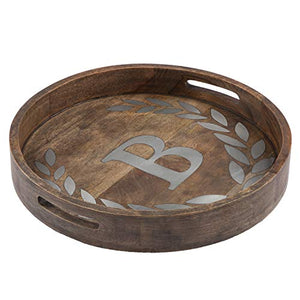 GG Collection Heritage Collection Mango Wood Round Tray With Letter 