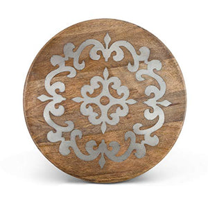 GG Collection 18-Inch Diameter Metal-Inlaid Wood Heritage Lazy Susan