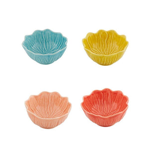 Bordallo Pinheiro Flora Flora Small Bowls - Mixed S4 (Coral, Light Pink, Blue & Yellow)