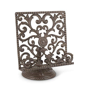 GG Collection Acanthus Mtl Cookbook Holder Other Decor, 11InL x 7.5InW x 13.75InH, Brown