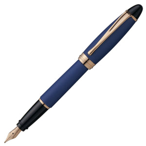 Aurora Ipsilon Satin Fountain Pen - Blue with Rose Gold Trim, Medium Nib