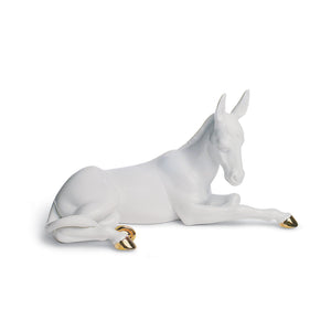 Lladro Donkey Nativity Figurine - Golden Lustre
